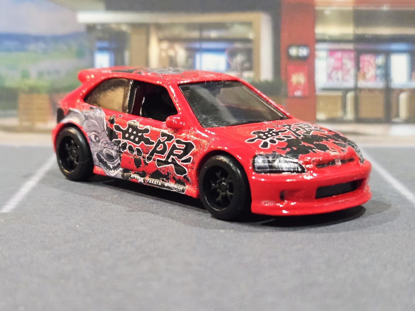 😎👍 CUSTOM Hot Wheels ’99 Honda Civic Type R (EK9) New Red Paint Real Riders