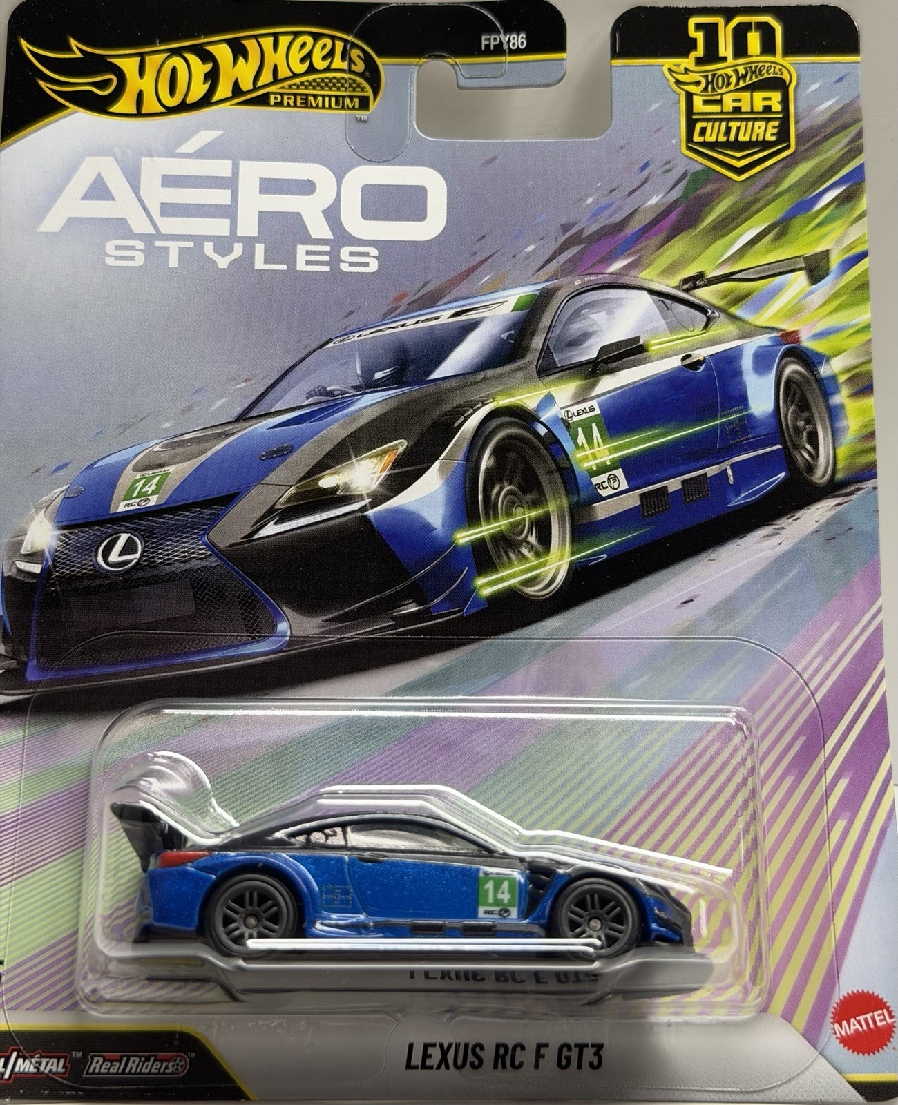2026 Hot Wheels NEW Premium Pop Culture Aero Styles Lexus RC F GT3 Real Riders