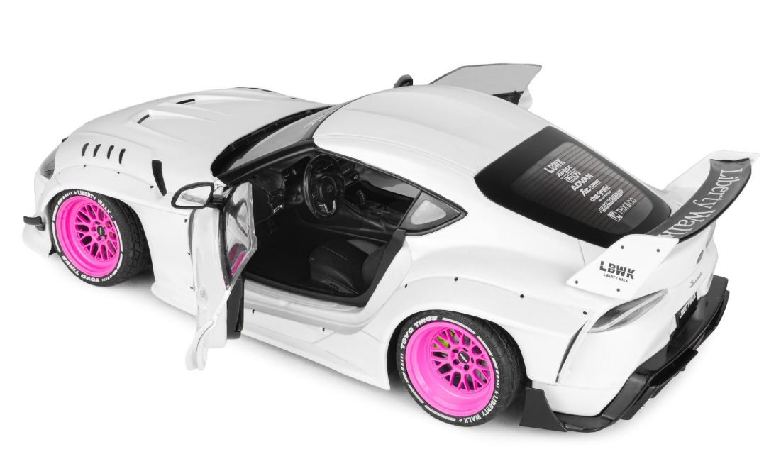 SOLIDO,TOYOTA GR Supra Liberty Walk Body Kit 2025 White and Pink, 1/18, SOL18…