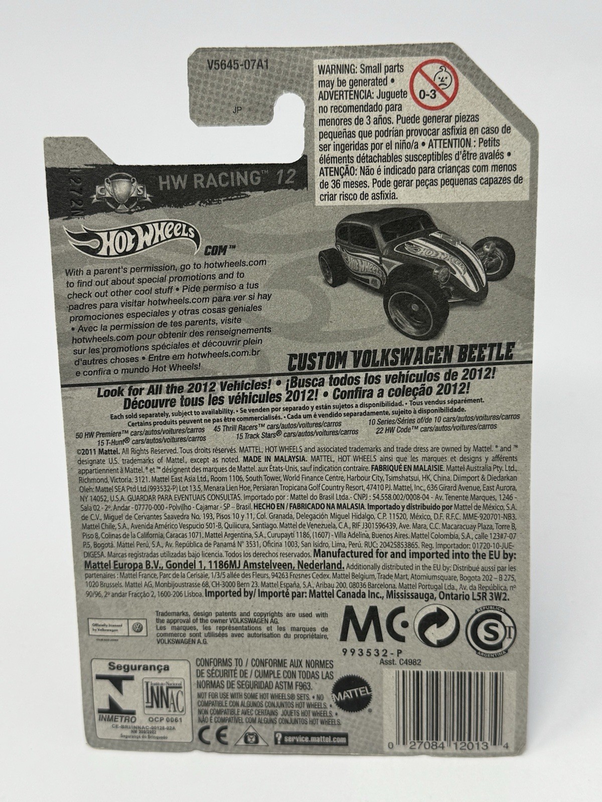 2012 Hot Wheels 176/247 HW Racing Custom Volkswagen Beetle 6/10 (B3)