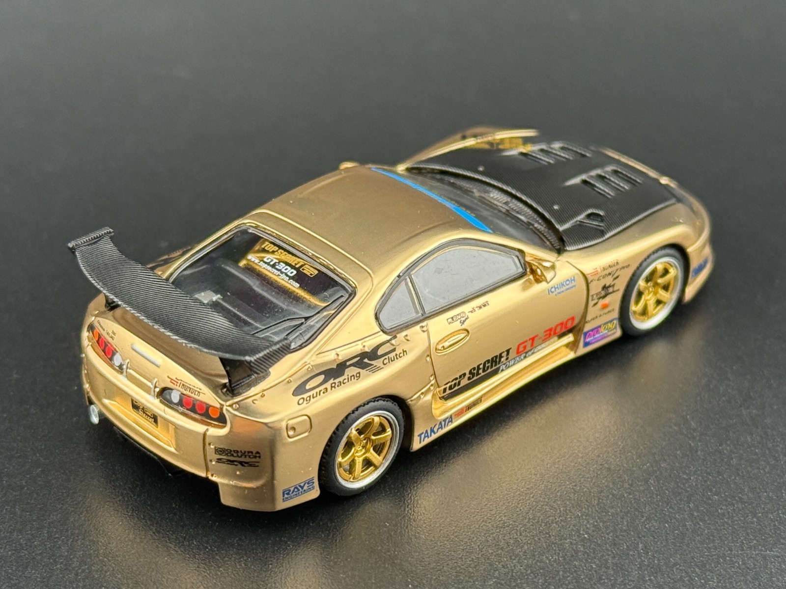 Pop Race Top Secret GT300 Supra Gold with Carbon Hood PR640277 1/64