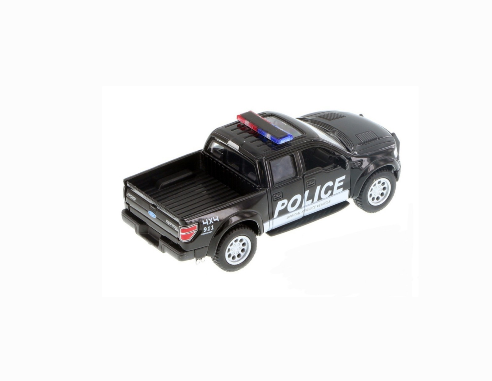 5365DP Kinsmart 2013 Ford F-150 Raptor Police1:46 Diecast Truck 5 inch Black