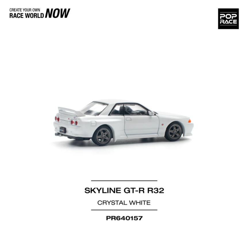 Pop Race Nissan GT-R R32 Crystal White 640157 1/64