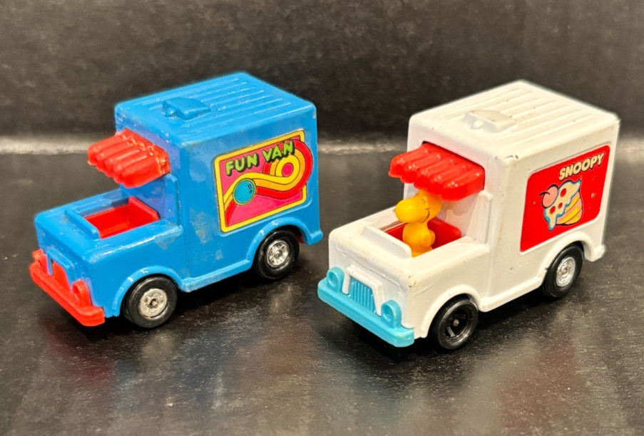 2 Aviva Diecast, 1 SNOOPY FUN VAN, 1 WOODSTOCK ICE CREAM TRUCK (Peanuts Gang)