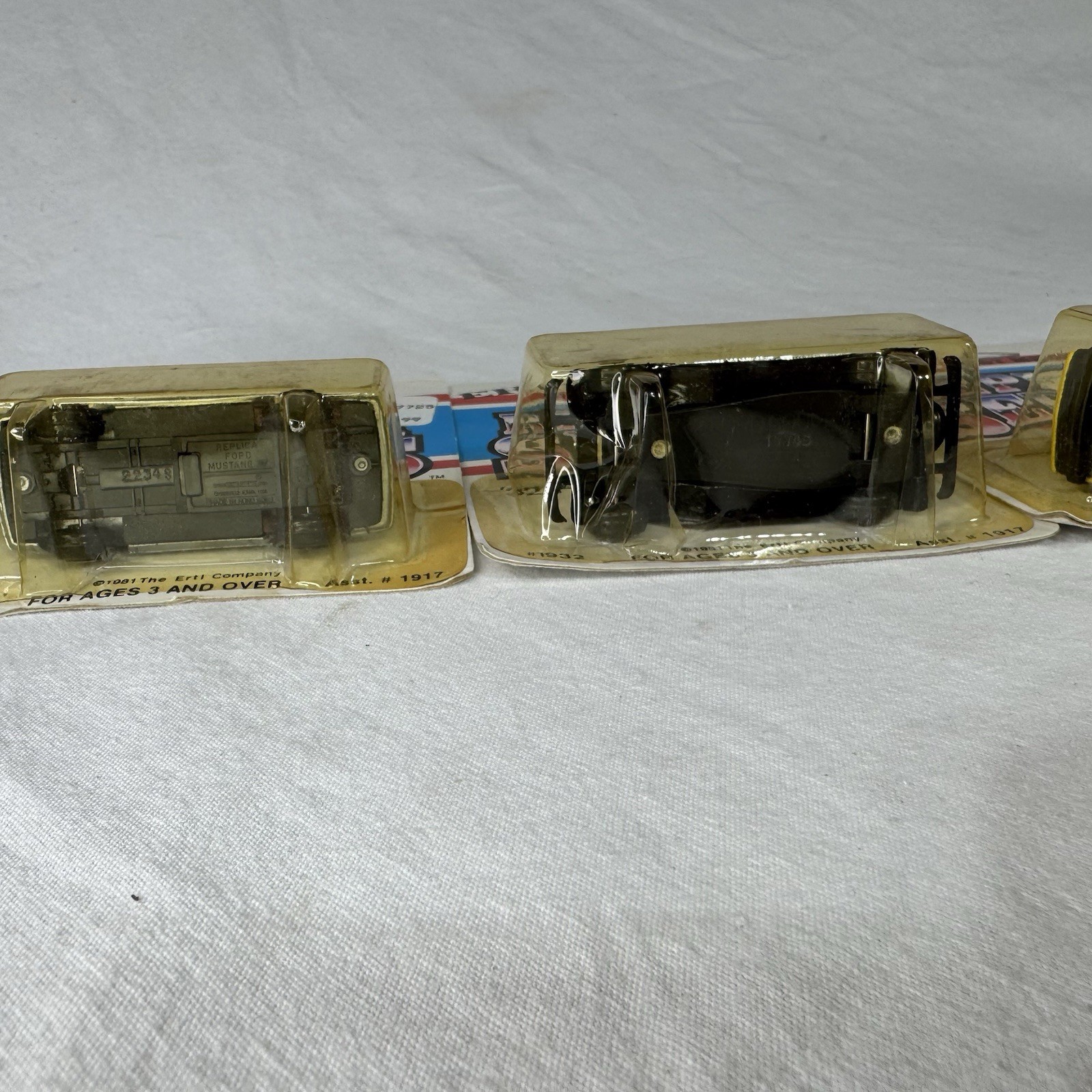 4 VTG 80’s NOS ERTL Replica Series Die Cast Metal 1/64 Mustang Chevy Ford Mazda