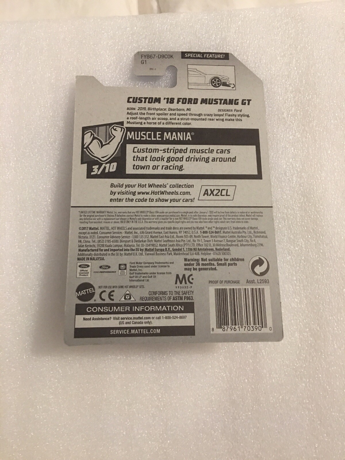 2019 HOT WHEELS CUSTOM 18 FORD MUSTANG GT #180 GULF CAR LIGHT BLUE NEW/ CARD B4