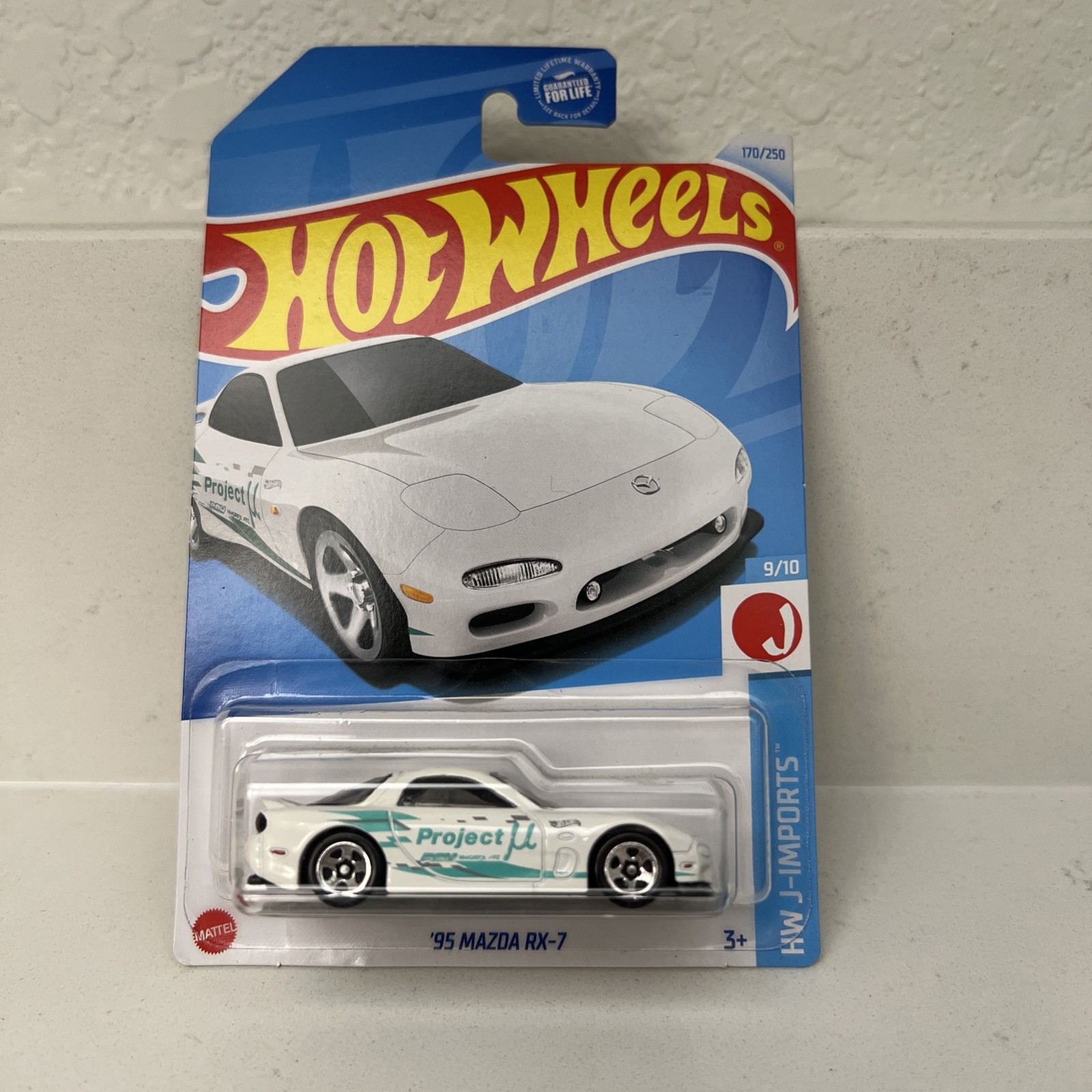 Hot Wheels ’95 Mazda RX-7 White Blue 1:64 Diecast Car HW J Imports Series