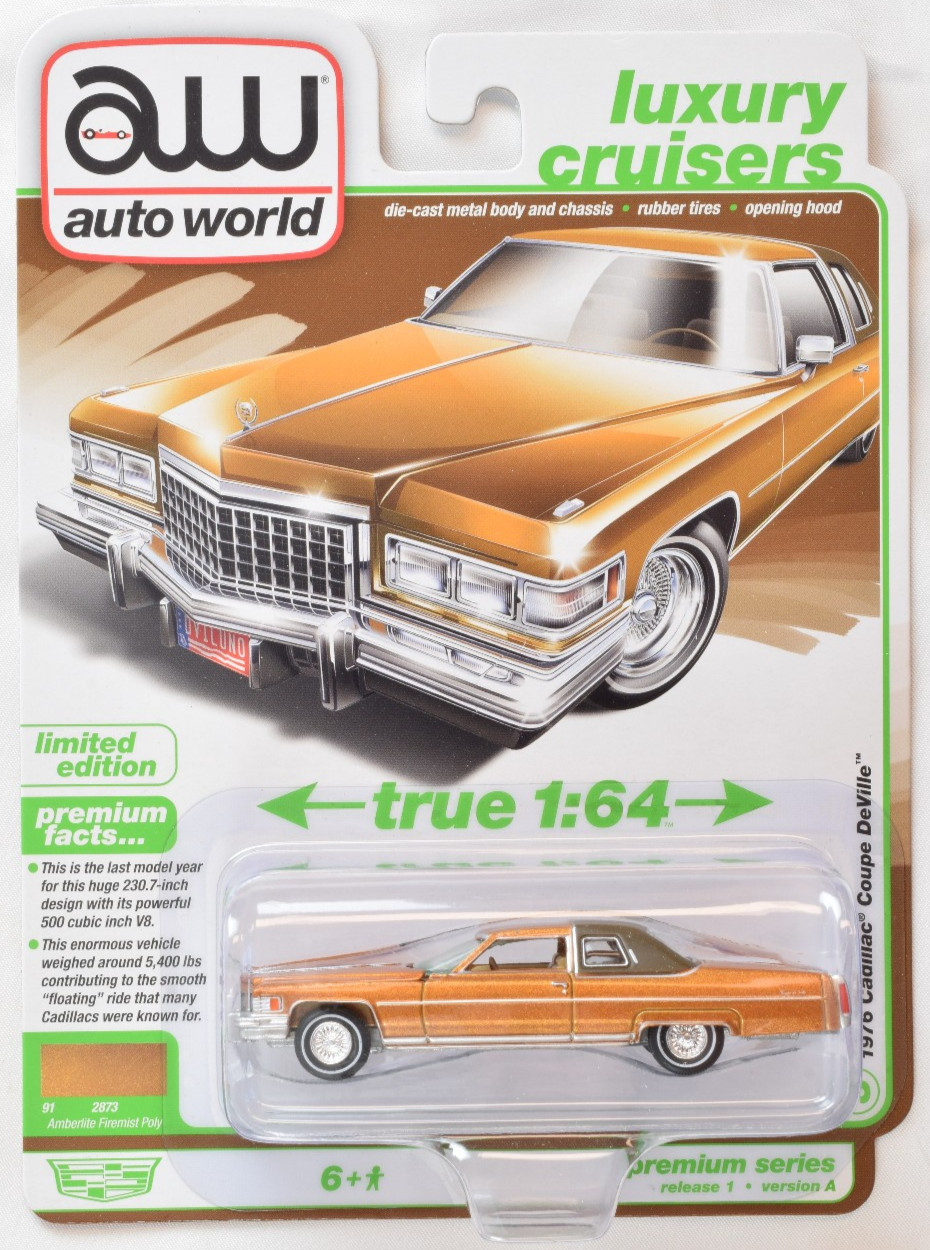 Auto World Luxury Cruisers Amberlite Firemist 1976 Cadillac Coupe DeVille 1:64