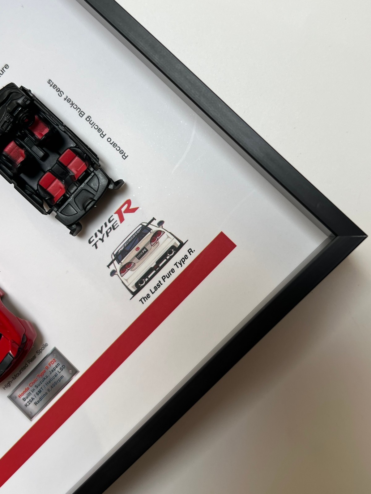 Honda Civic Type R FD2 Shadow Box Frame 1:64 Scale Diecast Display JDM Collector