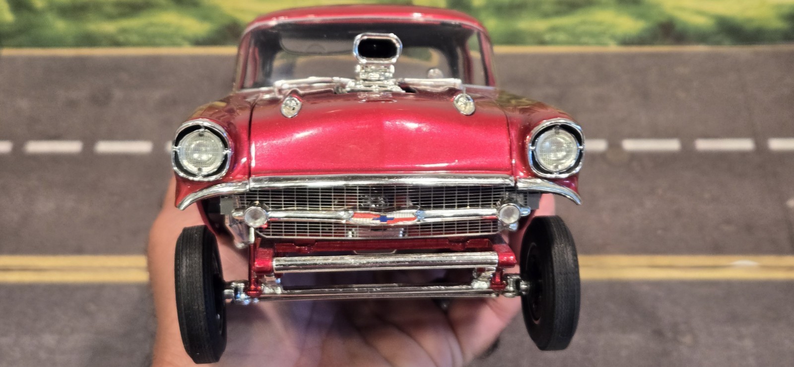 1/18 ACME 1957 RAT FINK MR GASSER CHEVROLET BEL AIR DIECAST NHRA RED **READ**