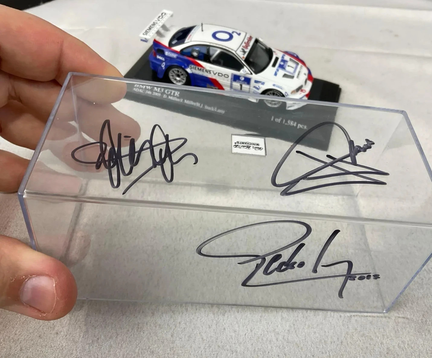 1/43 Minichamps 2005 BMW M3 GTR 24H Nurburgring SIGNED HJ STUCK DIRK MULLER LAMY