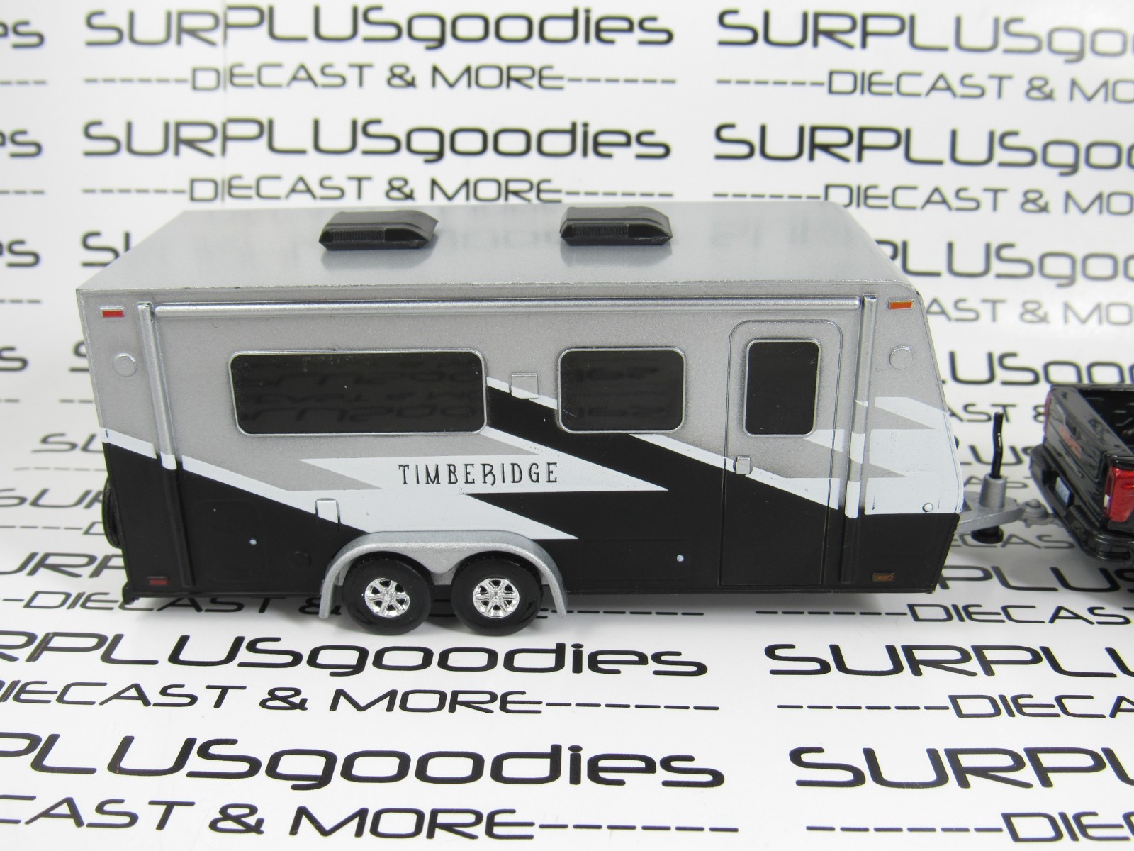 Greenlight LOOSE Black 2022 GMC SIERRA 3500 Dually Pickup w/Camper Trailer Home