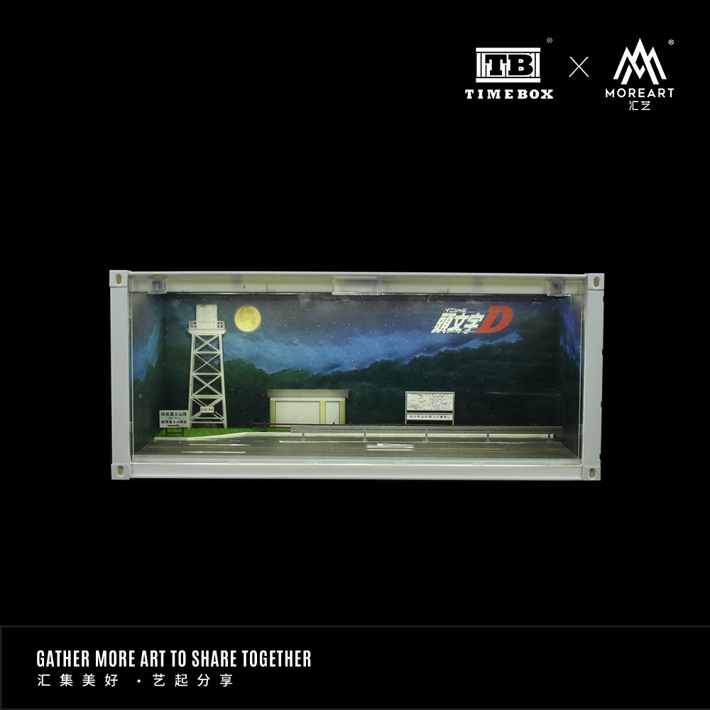 1/64 Diorama Diecast Model LED Garage Container Street Buildings Display Case
