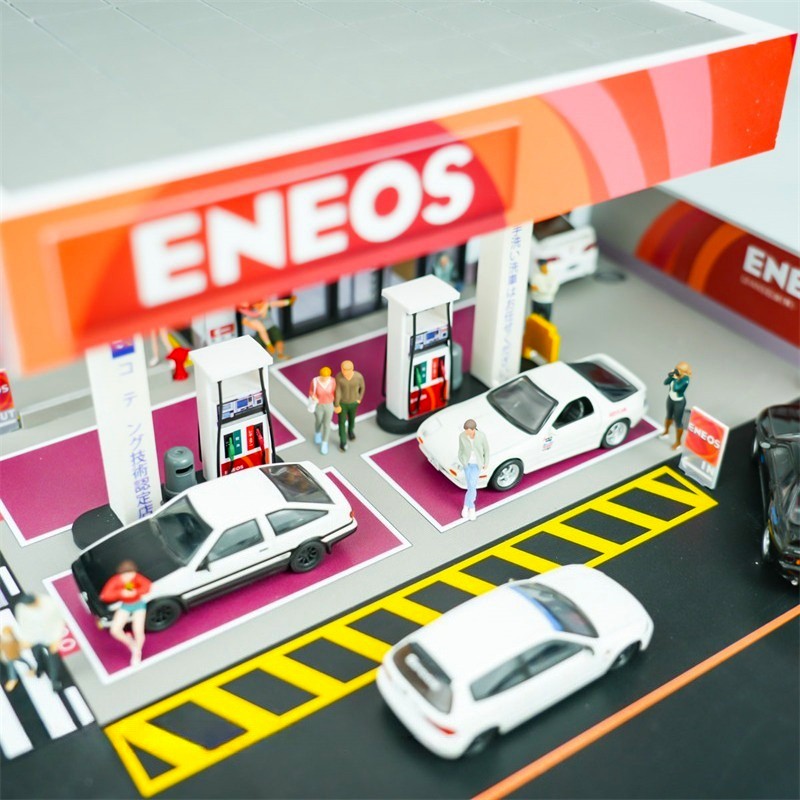 1/64 Diorama Street Road Scene Display Model Car Parking Lot Model LED Lighting