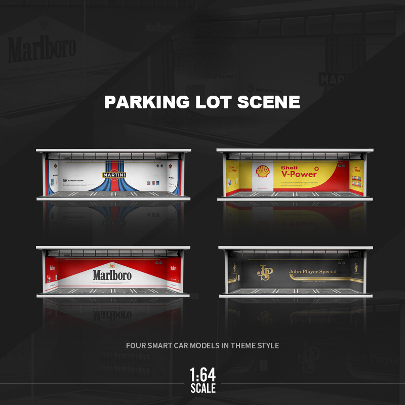 Diorama 1:64 Car Garage Model LED Lighting City Car Showroom Scene Display Model