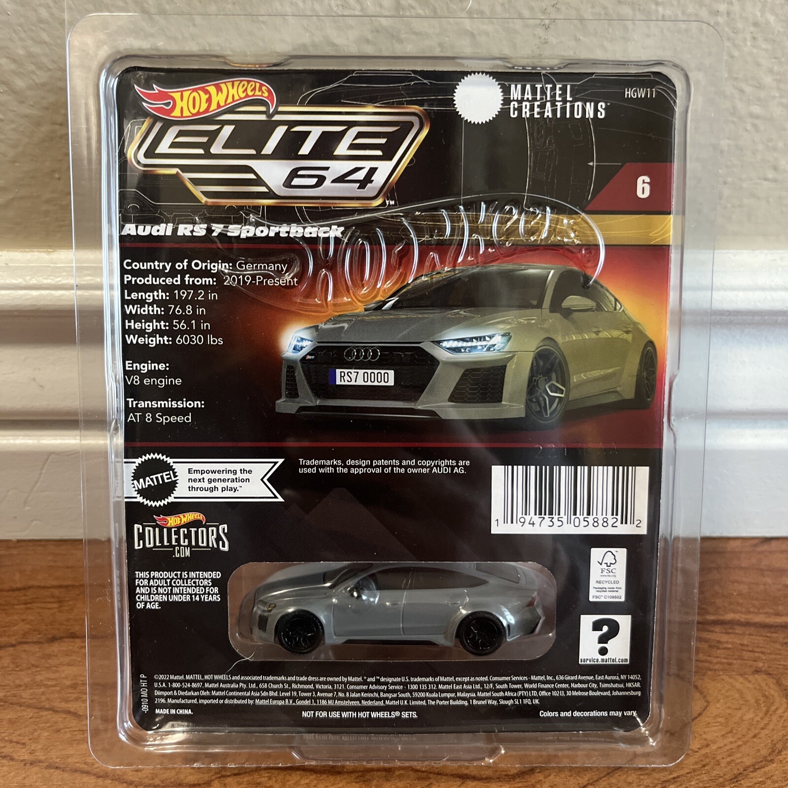 Hot Wheels Collectors Elite 64 Series Audi RS 7 Sportback #6 In Series