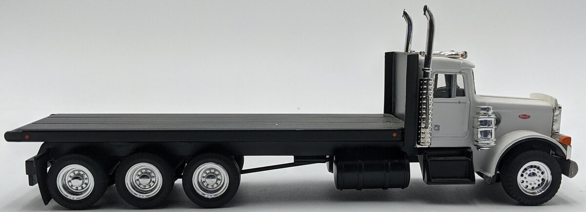 Custom Built 1:50 Diecast Peterbilt Custom Tractor W/Flatbed Trailer White/Black