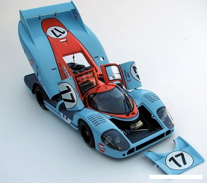 Porsche Race Car1:18Le Mans Racing Custom Built24Metal Body12Model Carousel BLUE