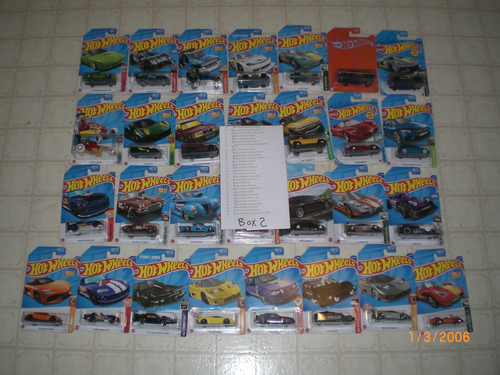 HOT WHEELS mixed lot of 24 TESLA LOTUS BUGATTI MERCEDES BENZ MUSTANG DODGE BOX 2