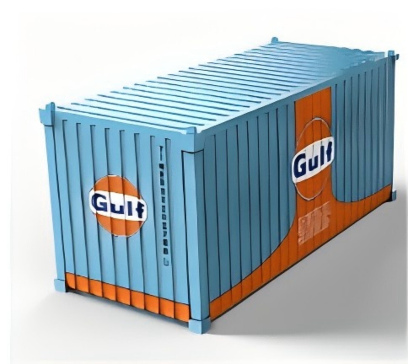 1:64 Alloy Gulf Painted 20′ Container Box Model Miniature Scene Barn Door Open