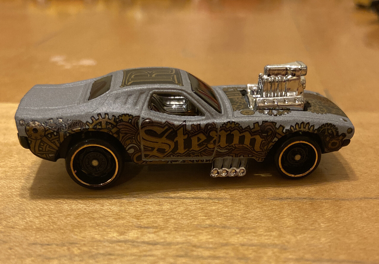 Hot Wheels 2015 Rodger Dodger Rare Steam Punk Flat Silver Gold Rims Original Car