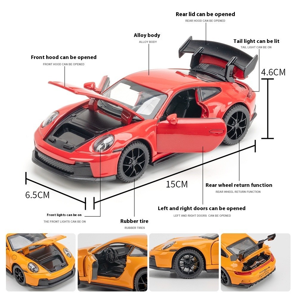 1:32 911 GT3 RS Alloy Sports Car Model Diecast Metal Racing Car Vehicles Model H