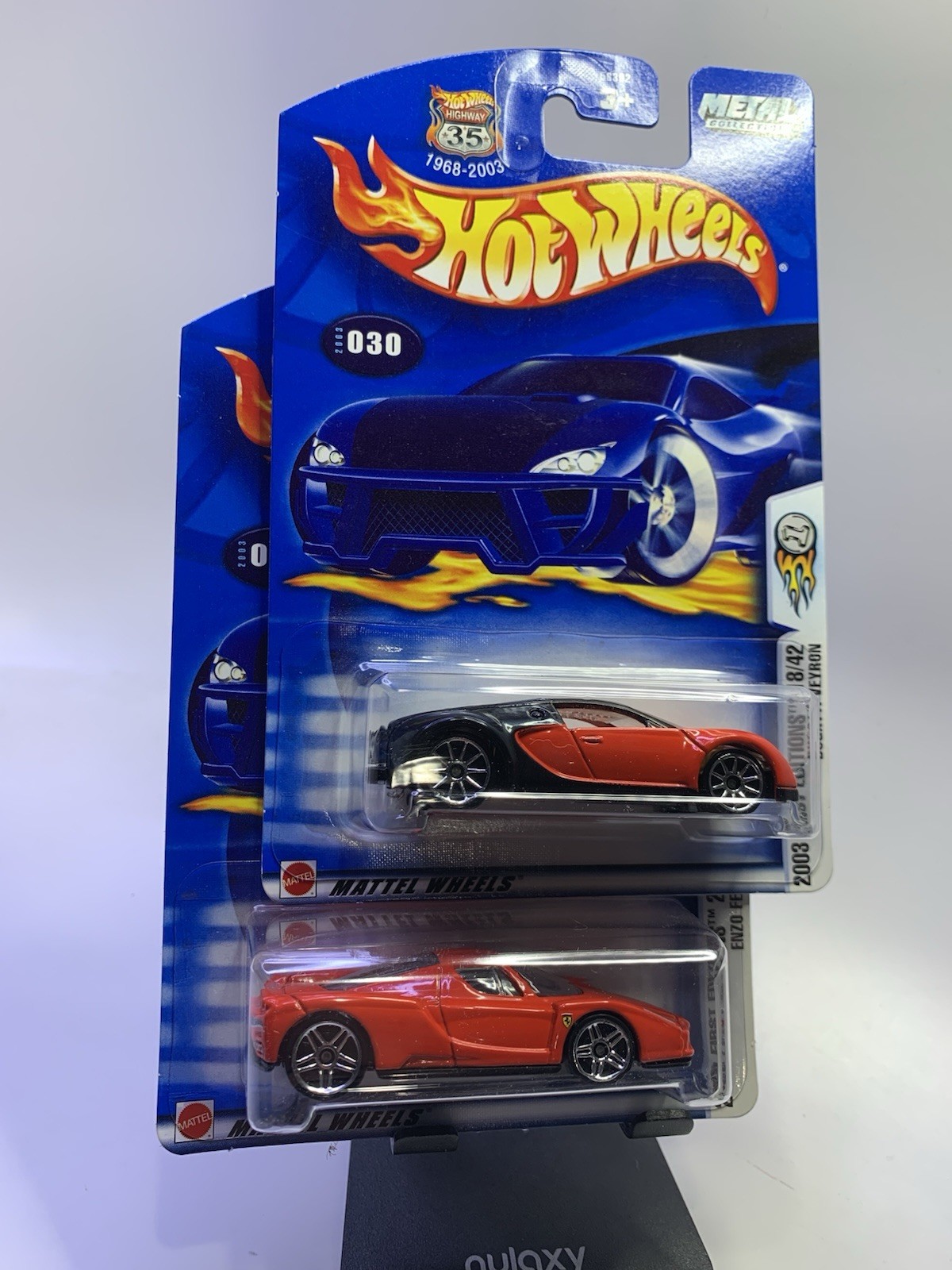 2003 Hot Wheels~Red~’Enzo Ferrari 24/42 & Bugati Veyron 18/42~First Editions~MOC