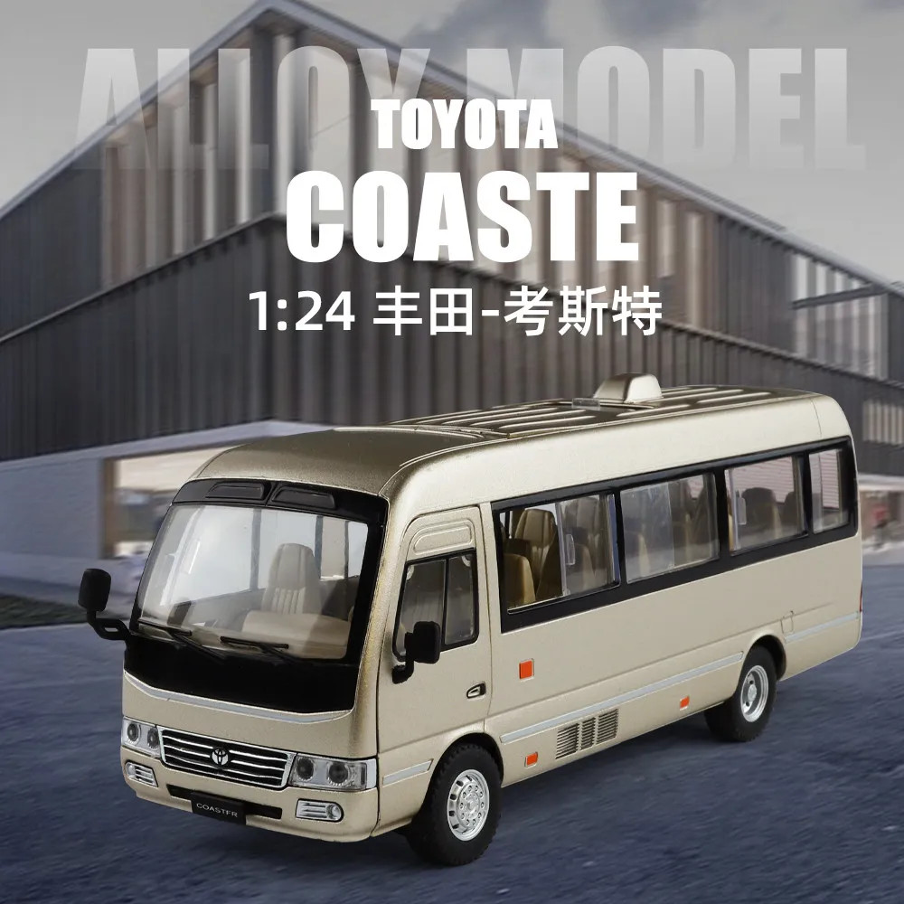 1:24 Toyota Coaster Business Shuttle Bus Alloy Diecast Model Car Home Desktop Di