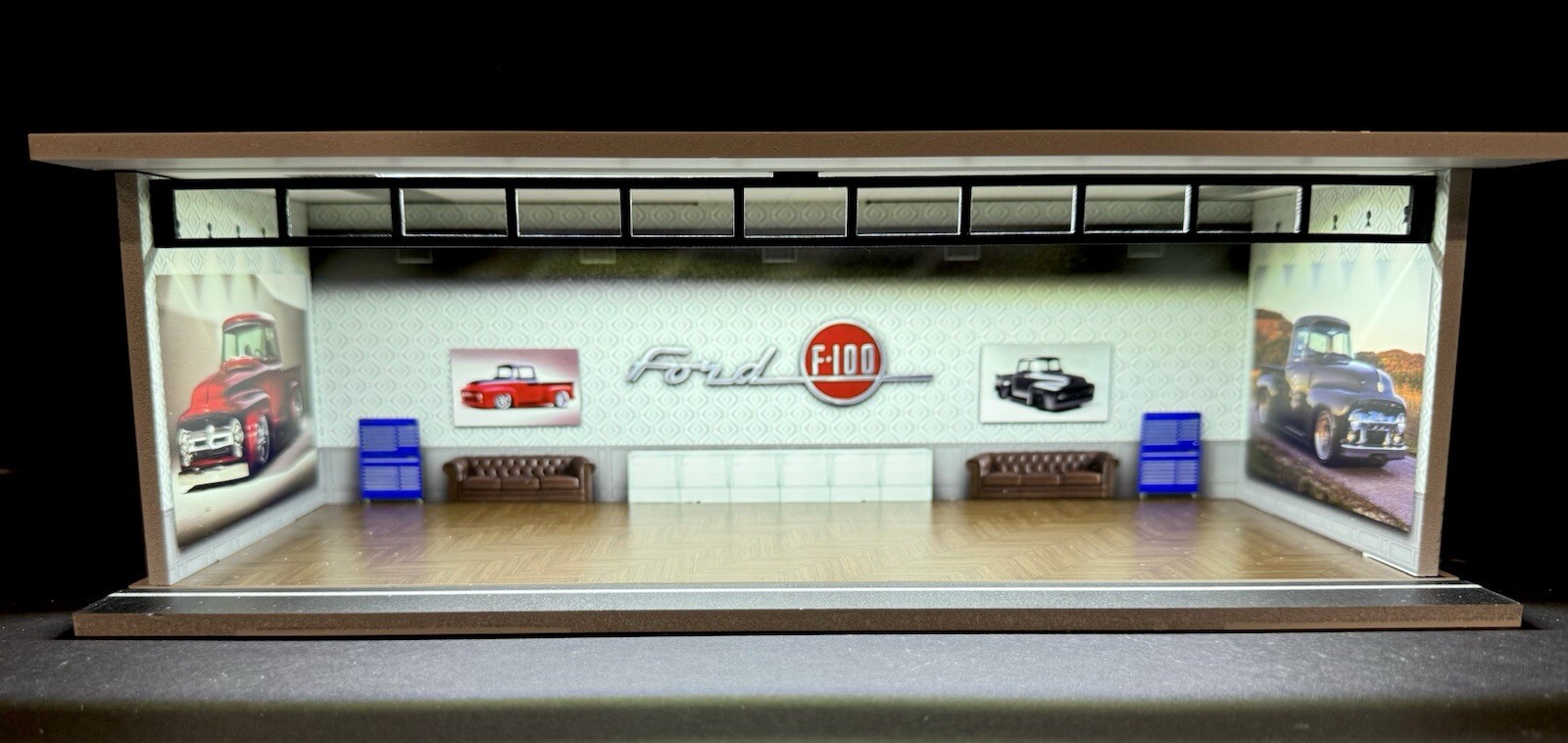 Ford F100 Truck Theme FOR Hot Wheels 1:64 Model Diorama Garage LED Lighting!