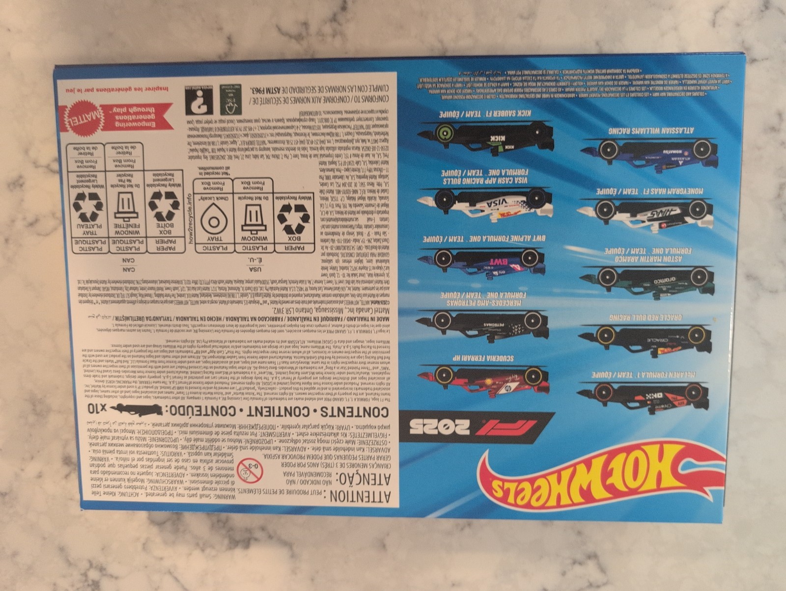 Hot Wheels Formula 1 2025 Racing Team 10-Pack Ferrari, Aston Martin, Red Bull