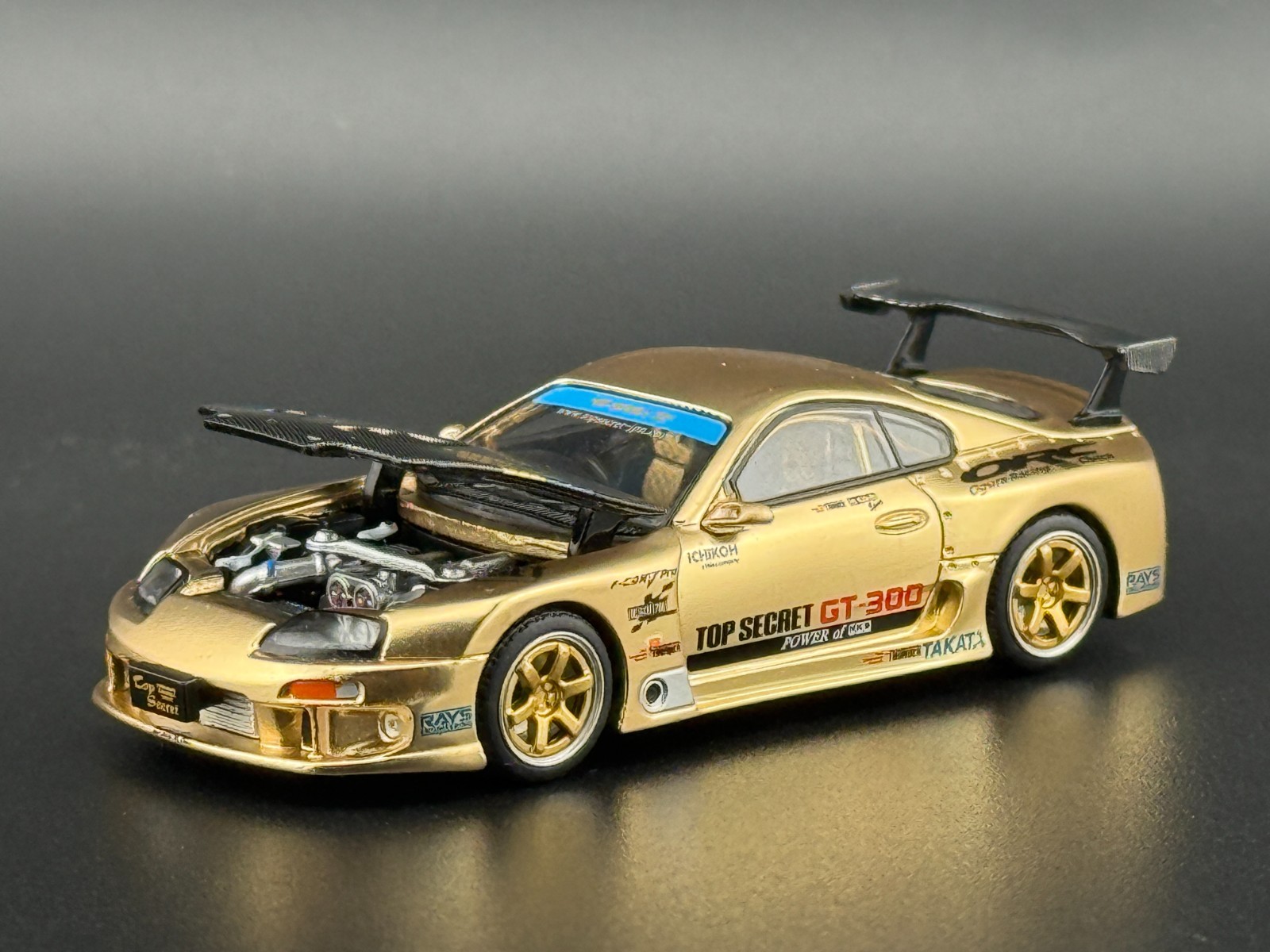 Pop Race Top Secret GT300 Supra Gold with Carbon Hood PR640277 1/64