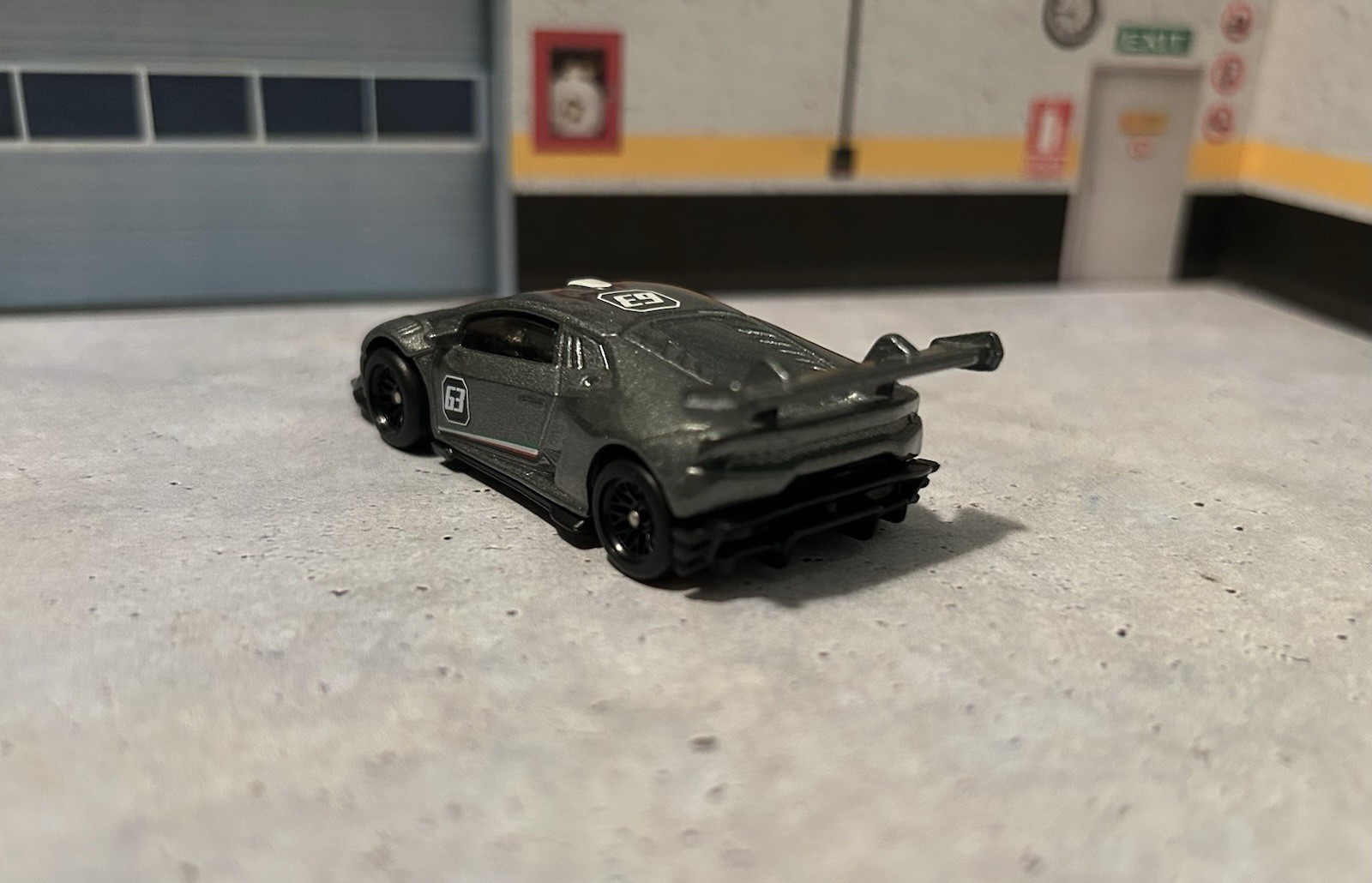 Hot Wheels Lamborghini Huracan Gray W/ Real Riders Tires On Black Spokes