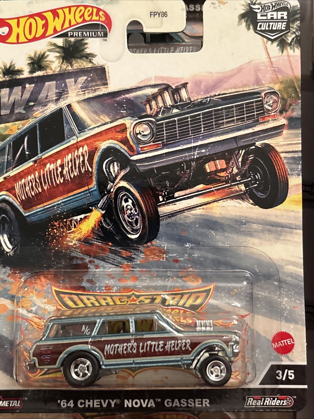 Hot Wheels Premium – 2022 Drag Strip Demons 3/5 ’64 Chevy Nova Gasser