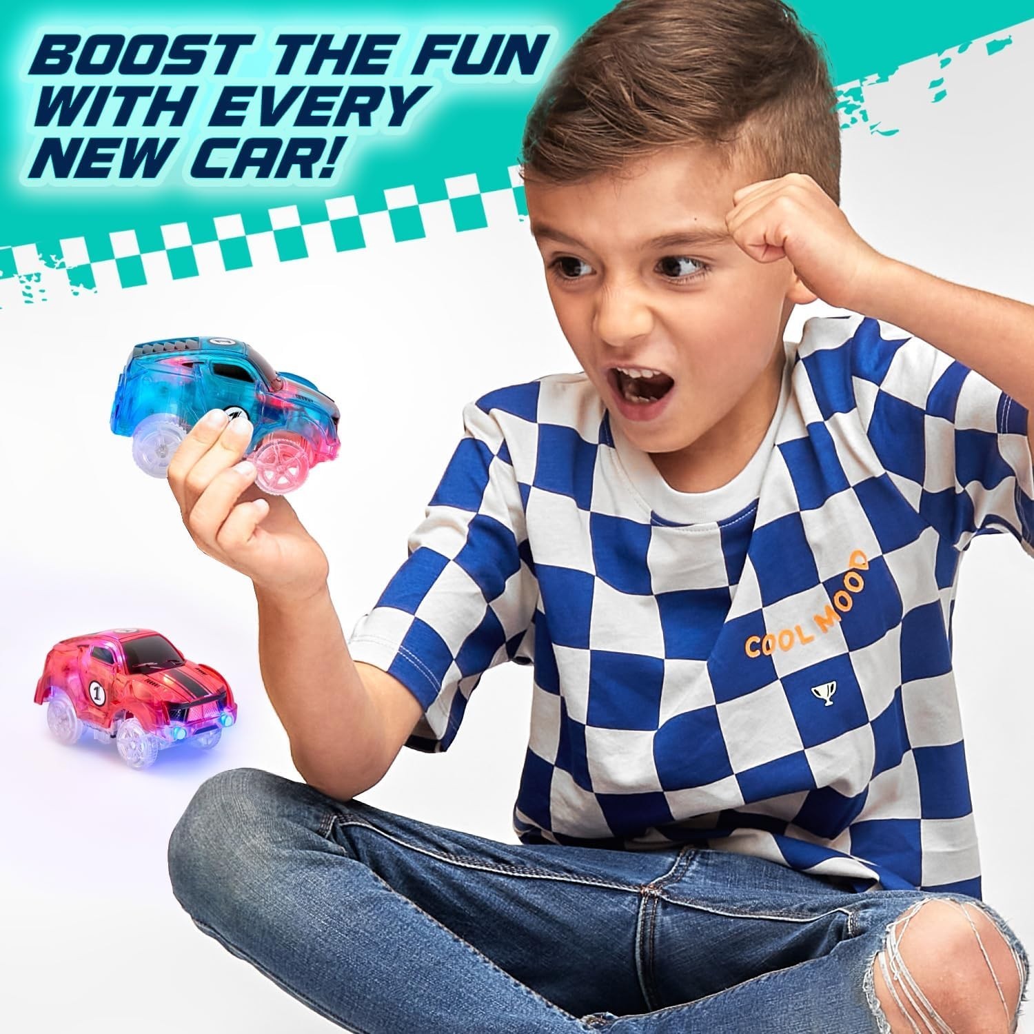 2-Pack Light-Up Racer Cars for Glow Tracks – Perfect Gift for Kids Aged 3-8