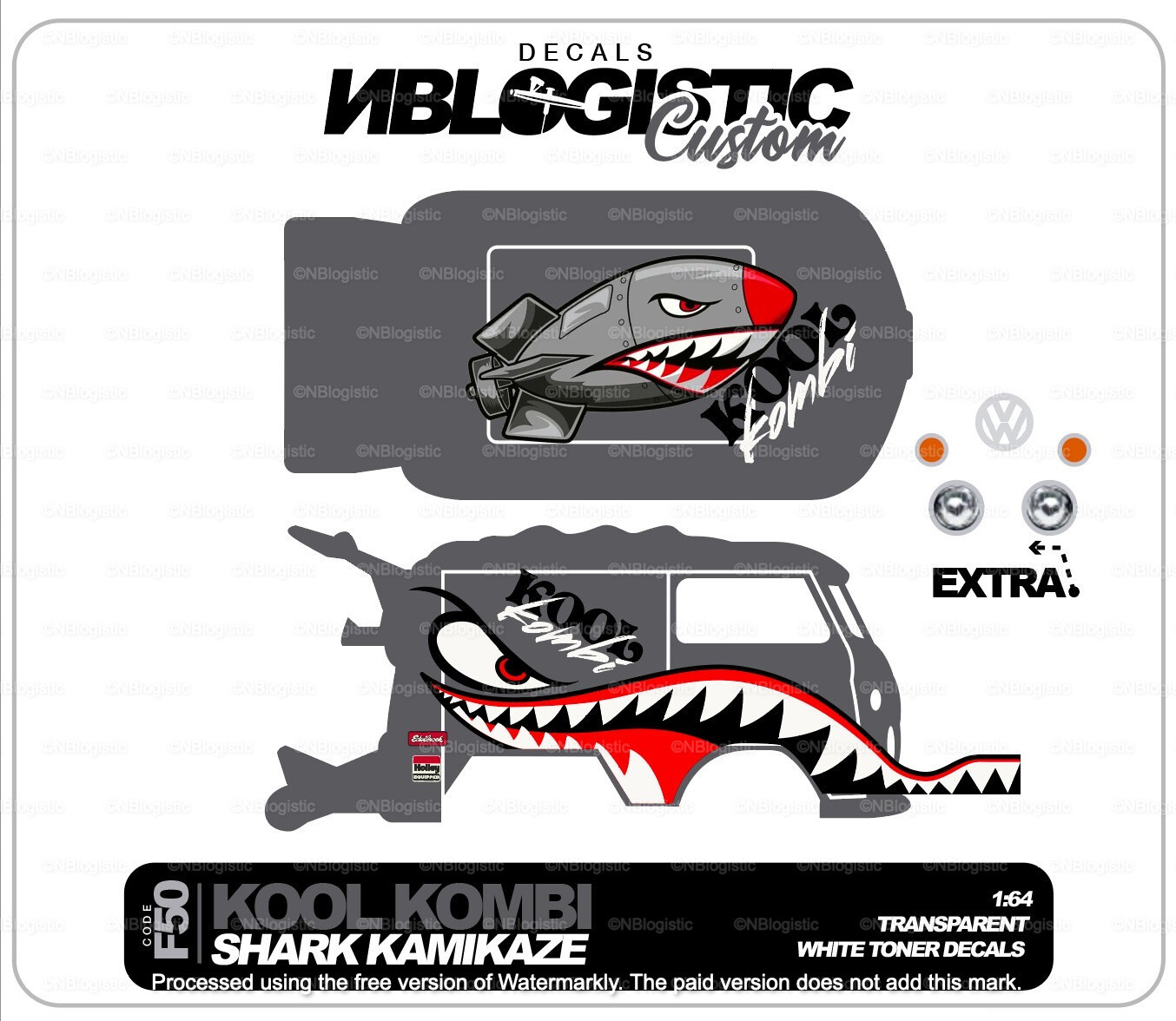 KOOL KOMBI Custom Universal WaterSlide Decal for hot wheels 1/64 Scale 054
