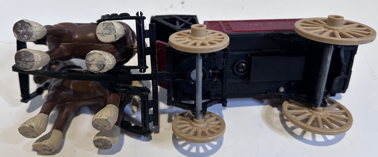 Ertl Die Cast Metal Gray and Barton Horse and Plastic Wagon Toy Delivery Vintage