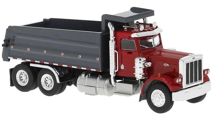BREKINA 1973 PETERBILT 359 DUMP TRUCK RED / DARK GRAY HO 1/87 PLASTIC