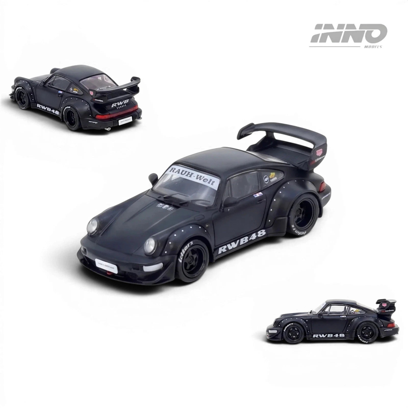 2026 INNO64 Black Matt Matte PORSCHE 964 RWB Darth Vader Item #IN64-RWB964-BM