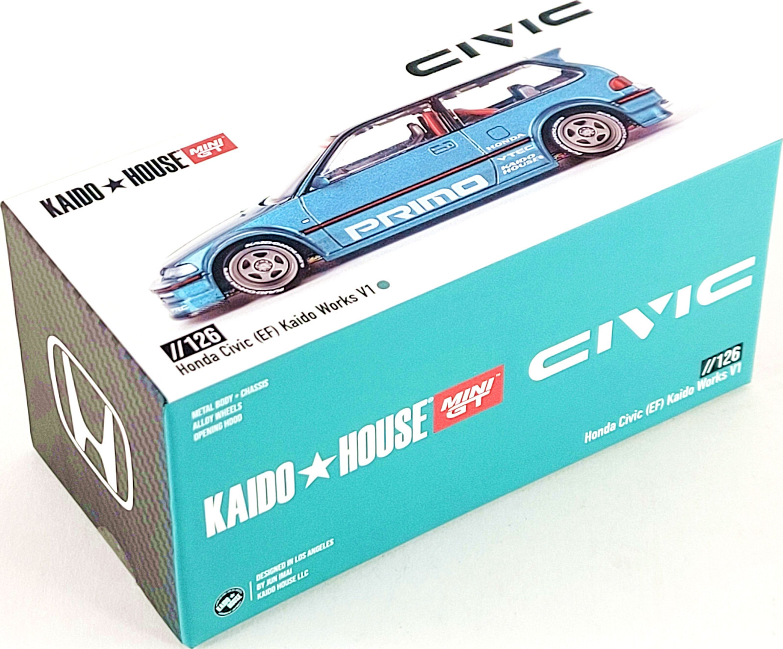 Kaido House x Mini GT Honda Civic (EF) Kaido Works V1 🟦 Teal KHMG126 1/64