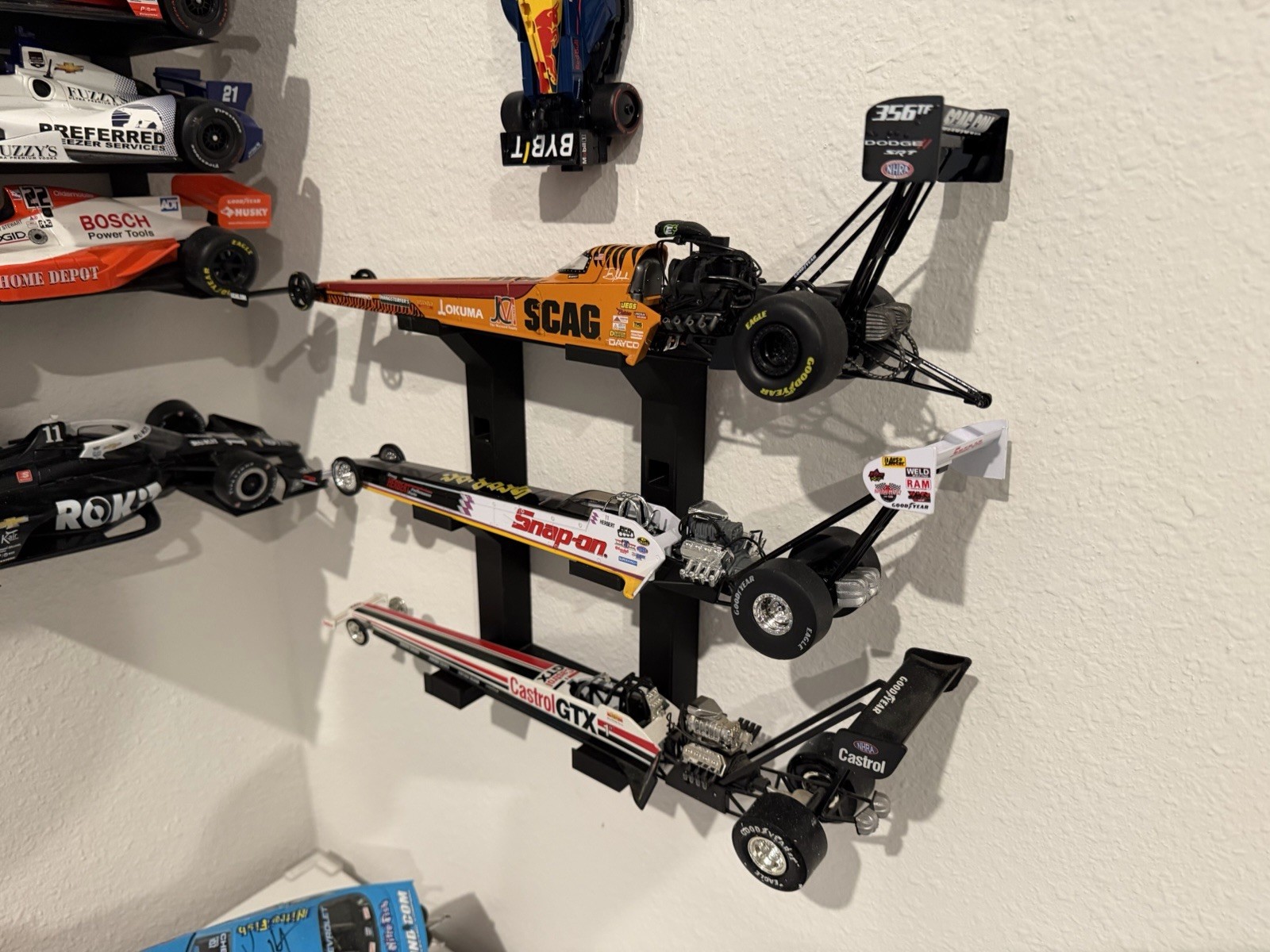 3 Tier Top Fuel 1:24 Diecast Display Wall Mount Stand NHRA Dragster (STAND ONLY)