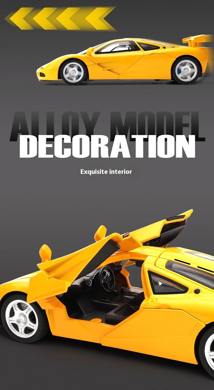 1:32 McLaren F1 Alloy Sports Car Model with Base Children’s Toy Car Collection