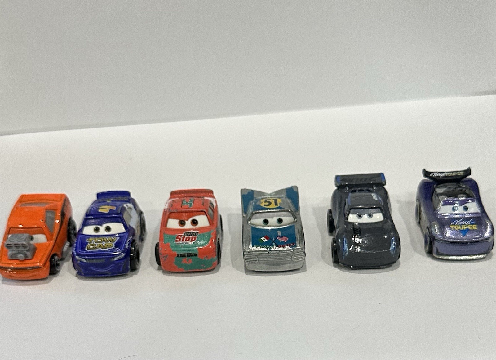 Lot Of 6 Disney Pixar Cars Die Cast Mini Racers Snot Rod Storm Sputter