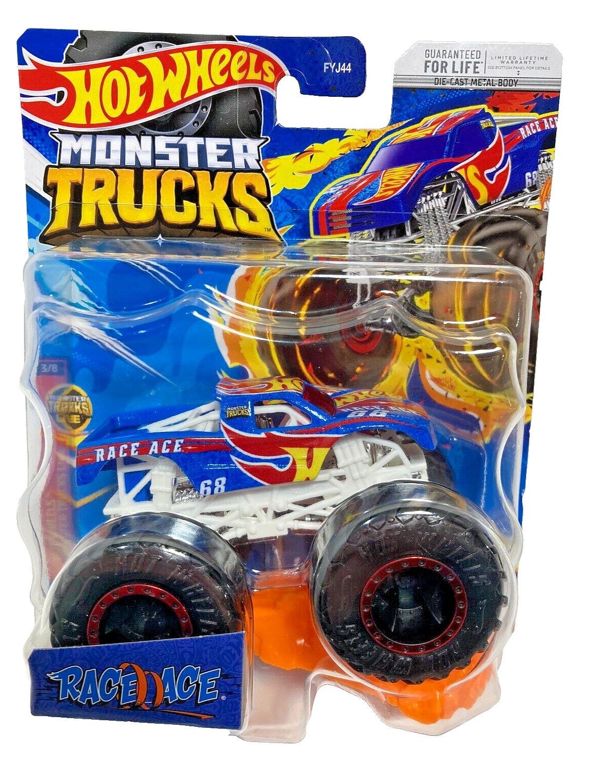 Hot Wheels FYJ44 Monster Trucks Live 3/8 Race Ace #68 Die-Cast Metal Vehicle