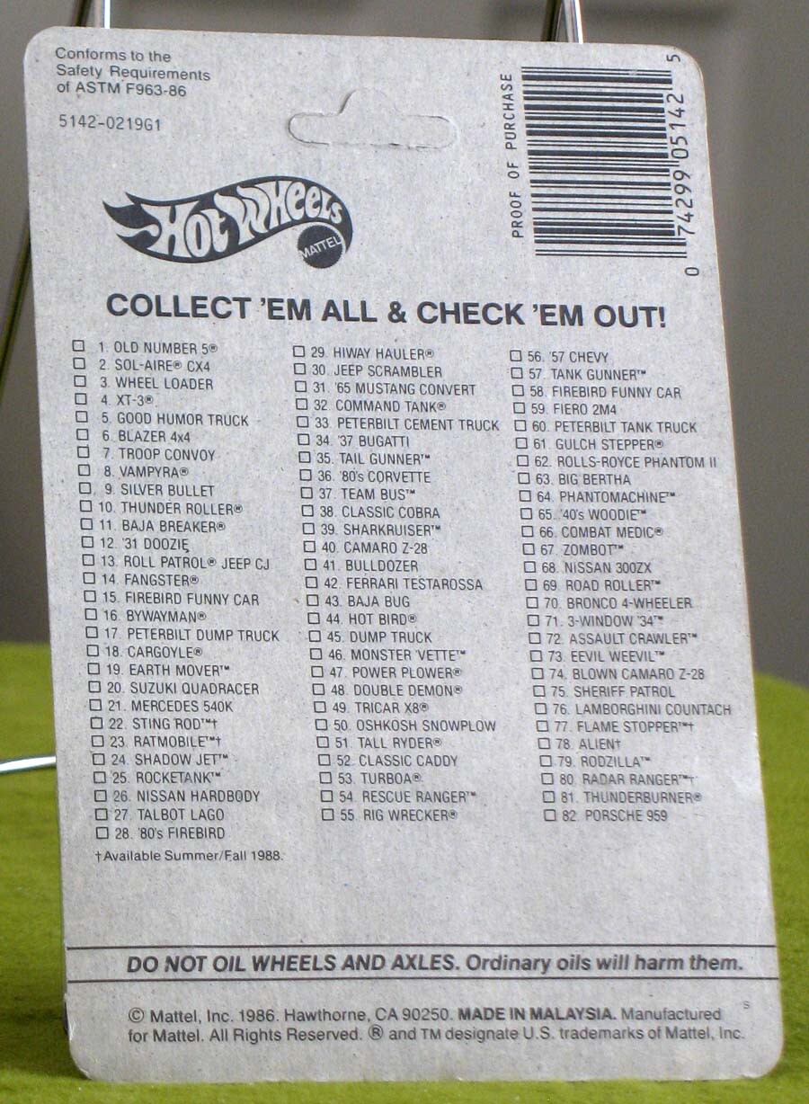 1987 Hot Wheels Black Mercedes 540K w/ White Walls Classics Mint Unpunched Card
