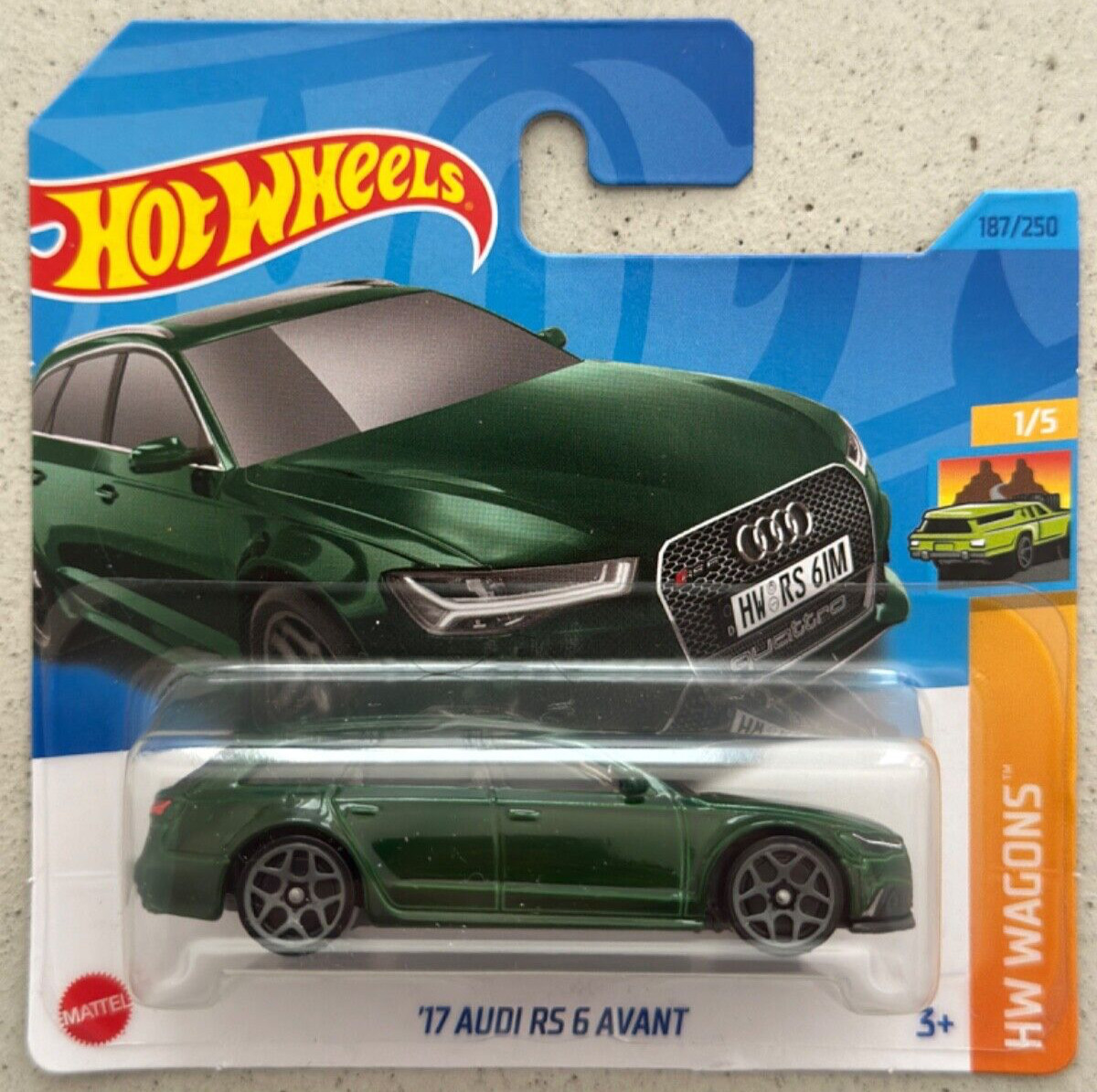 2023 Hot Wheels 17 AUDI RS6 AVANT HW Wagons Short Card with Protector