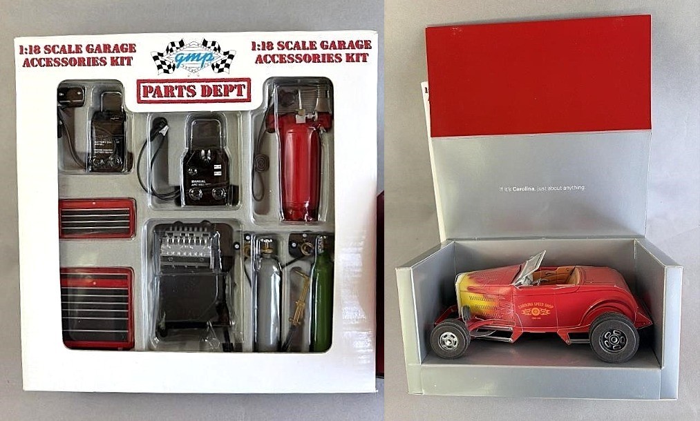 GMP 1:18 scale Garage Accessories Kit Parts Dept & 1932 Ford 3D Pop Up Model Lot