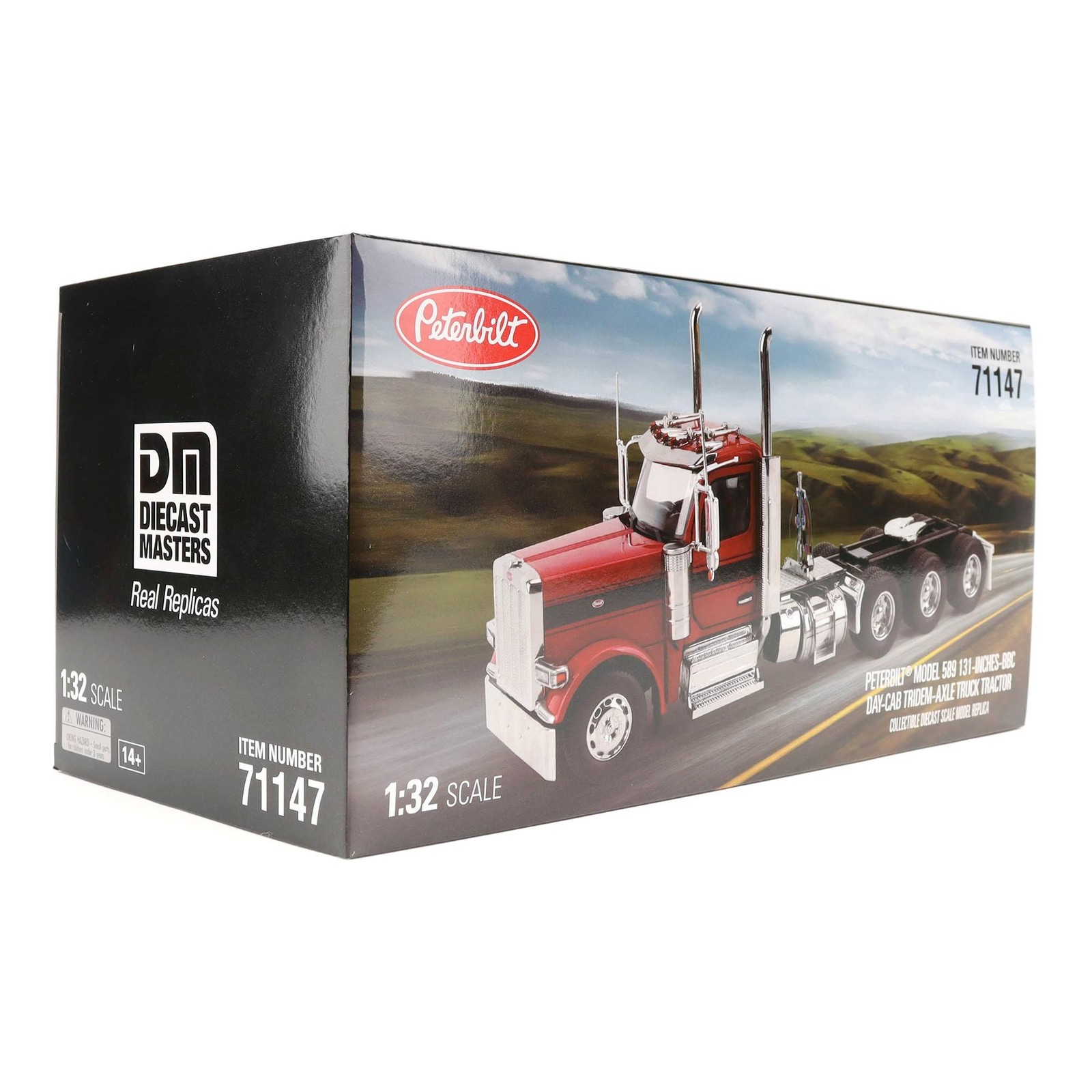Diecast Masters 1/32 Peterbilt 589 Tridem-Axle Truck Day Cab Legendary Red 71147