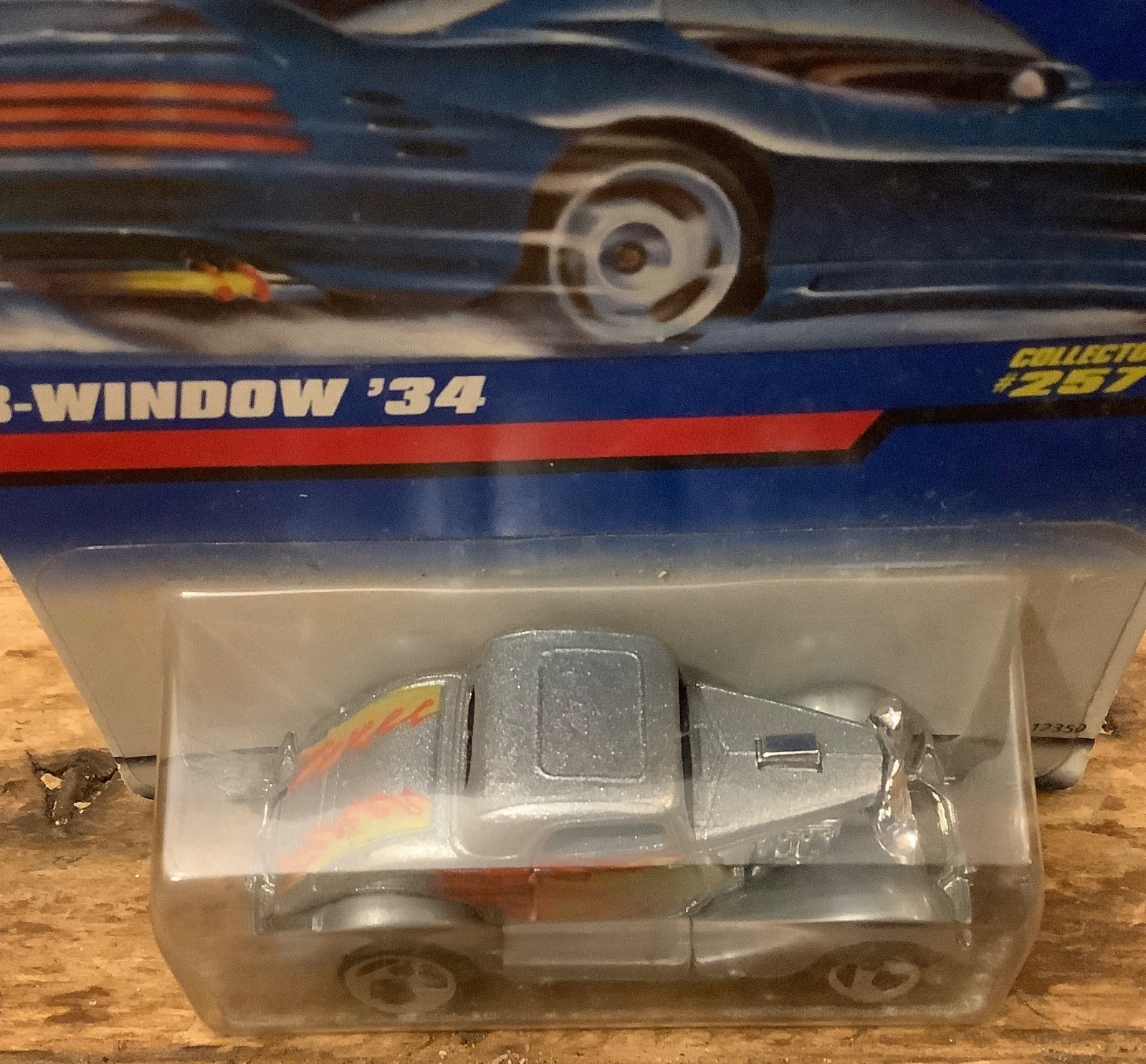 1992 Hot Wheels 3-Window ’34 #257 Three Spoke Wheels Silver With Flames