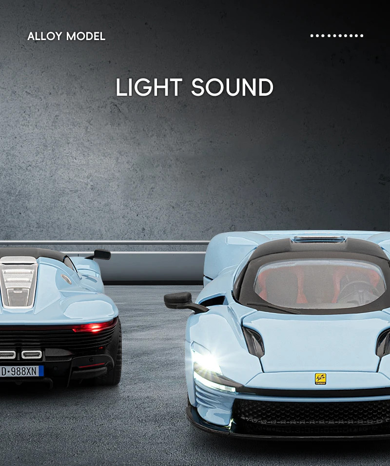 1:32 Ferrari Daytona SP3 Supercar Alloy Diecast Car Model Sound Light Kid’s gift