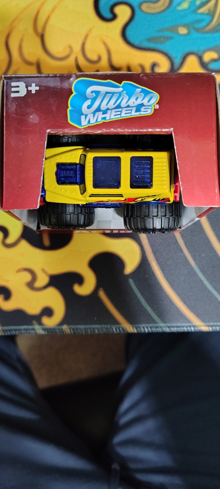 Turbo Wheels Action Monster Truck Yellow Flame 4×4 Die Cast Toy Vehicle NIB 1:64